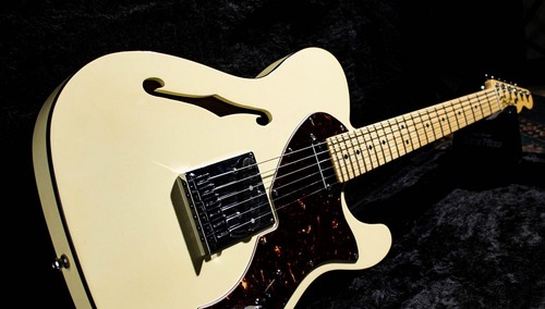 Fender American Deluxe Telecaster Thinline 2013 Used Ash White w/Hard Case - Picture 4 of 11