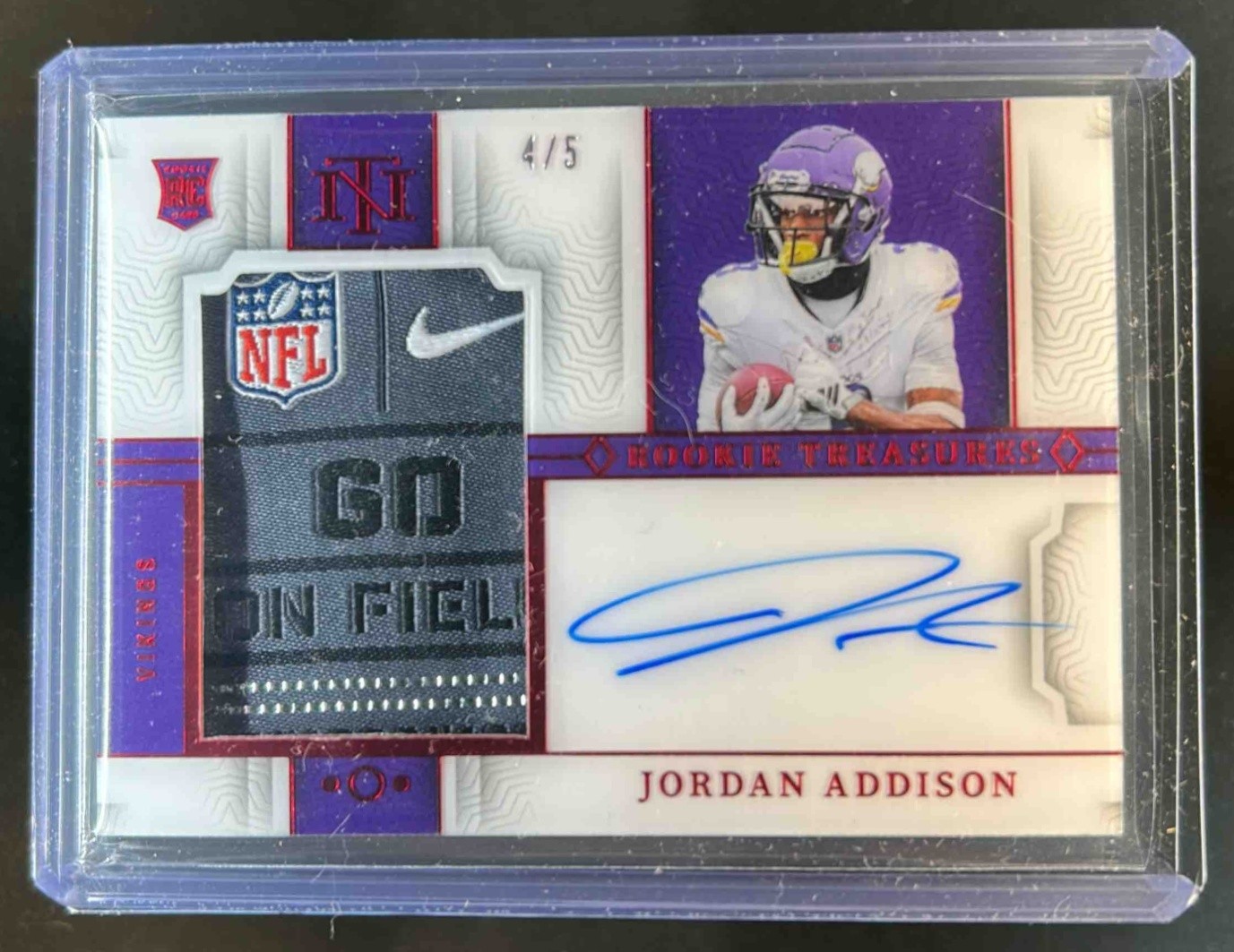 Jordan Addison Panini National Treasures Rookie Treasures Autographs #JAS Base
