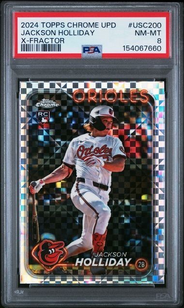 2024 Topps Chrome Update Jackson Holliday Refractor X-Fractor RC #USC200 PSA 8