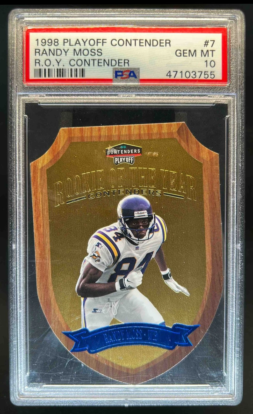 Randy Moss Playoff Contenders Rookie of the Year #7 Base