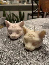 Handmade Mystical Cat Head Candle