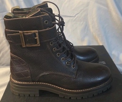 Barbour Heidi Commando Boots Brown Leather US Size 7 NWOB Defects