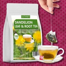 Dandelion Tea 100 Leaf Root Herbal Tea Bags for Liver Kidney Health Detox