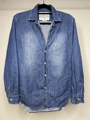 #ad Frank amp; Eileen Women#x27;s Large Eileen Chambray Button Up Long Slv Shirt Distressed $39.99