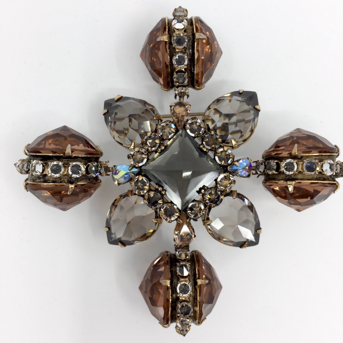 Vintage SCHREINER NY Smoke Topaz Black Diamond Back-to-Back Vintage SCHREINER NY Smoke Topaz Black Diamond Back-to-Back