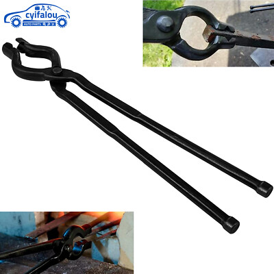 17 Inch V-Bit Bolt Blacksmith Tongs, Wolf Jaw Tongs Assembled Anvil Forge Tongs