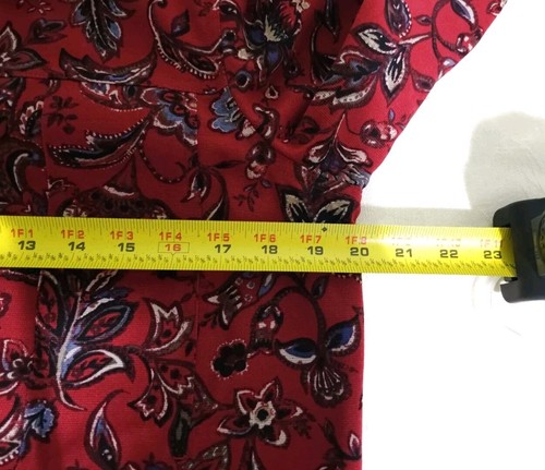Appleseeds Button Denim Jean Jacket Petite PM Medium Red Blue Floral Pockets - Picture 12 of 12