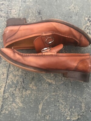 GUCCI Tan Leather Horse Bit Loafers EU 45 US 11.5 MADE in  display picture 3