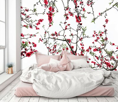 3D Pink Flower Branch 2319NA Wallpaper Wall Mural Removable Self-adhesive Fay