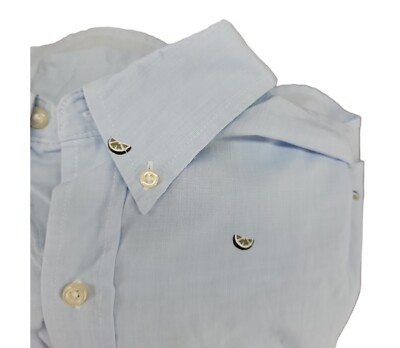 CHAPS Mens Shirt Novelty Key Lime Large Short Sleeve Shirt Blue Fruit Sun Summer