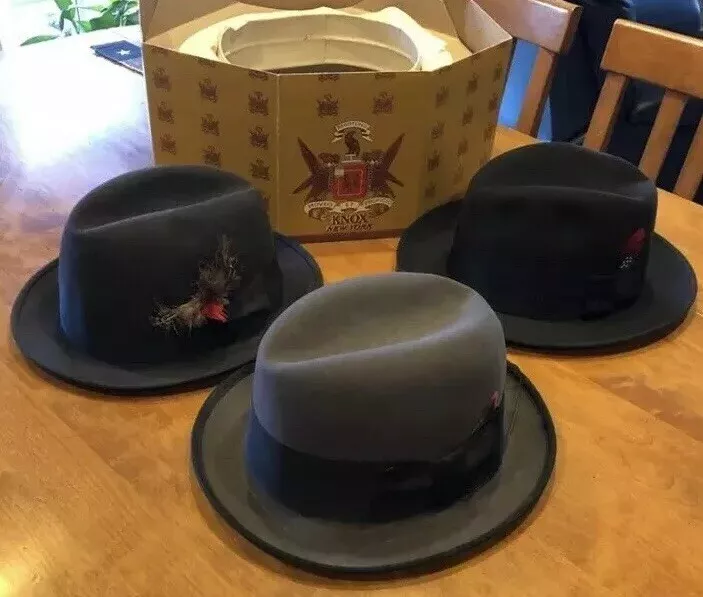 Lot Of 3 Vintage 1940s/50s/60s Knox Disney Stetson Fedora Hats 6 7/8 - 7 & Box