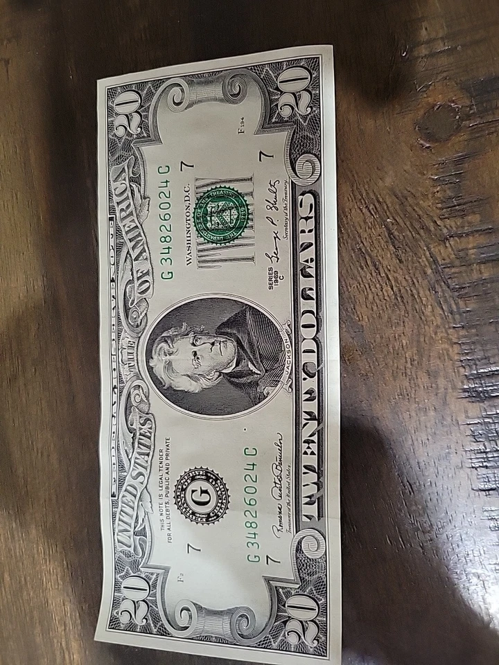 1969 C SERIES U.S. TWENTY DOLLAR $20 BILL  - Image 3 of 4