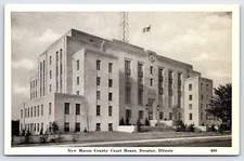 Original Vintage Postcard Macon County Court House Building Decatur Illinois USA