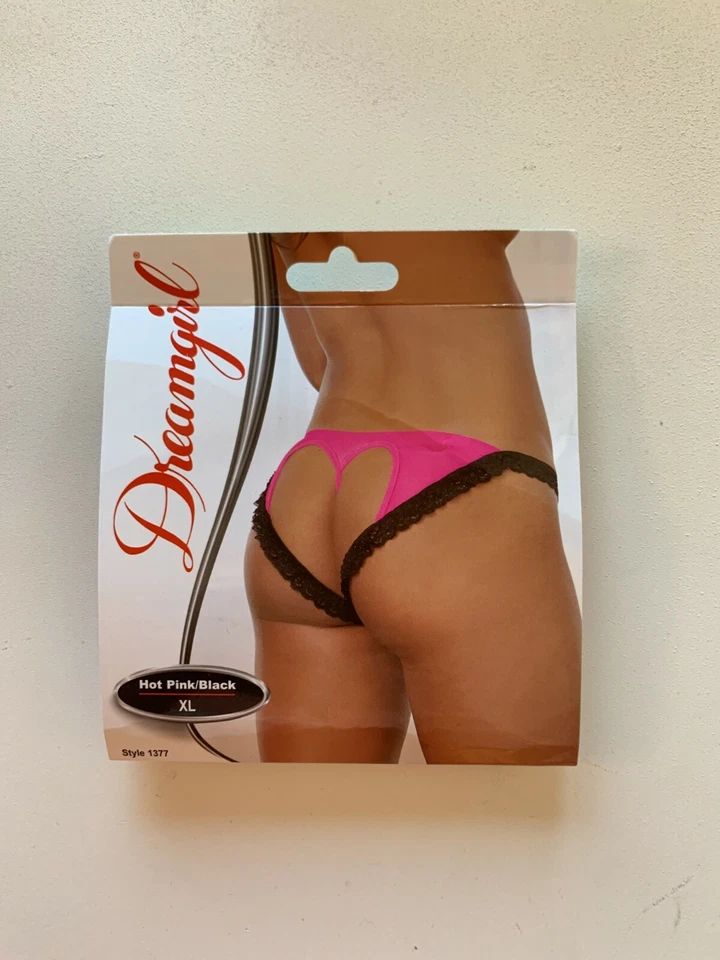 ¡NUEVO CON ETIQUETAS! Lote de 4 bragas Dreamgirl talla L/XL sexy elásticas de encaje y malla con espalda abierta Foto 3 de 4