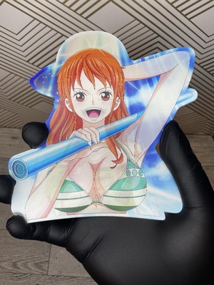 One Piece Nami Waifu 3D Lenticular Motion Moving Car Sticker Decal Peeker Laptop