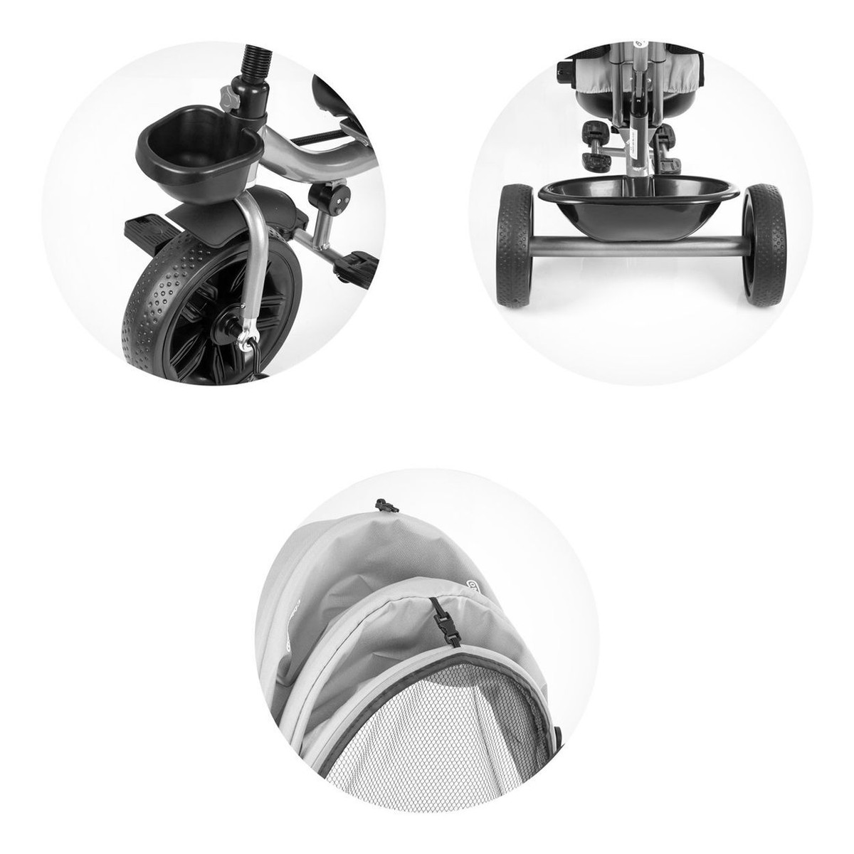 Aosom Tricycle 6 En 1 Pour Enfant De 12 à 50 Mois, Tricycle Pliable Pour Enfants Avec Siege Reglable Et Poignee De Poussee Harnais De Securite Auvent Amovible Repose Pieds Gris