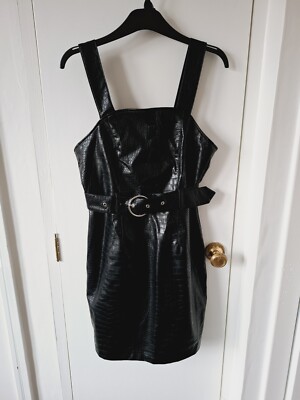 Primark Faux Leather Croc Mini Dress Size 8 Black Pinafore With Belt BNWT | eBay UK Primark Faux Leather Croc Mini Dress Size 8 Black Pinafore With Belt BNWT | eBay UK