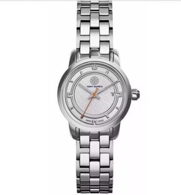 $495 TORY BURCH Women's SILVER 28mm Polished Stainless Steel Swiss Watch  TRB1010