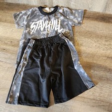 Street Rules Boys Outfit 2 Piece Shorts Shirt Set Gray Black Size 6 Epic Vibes