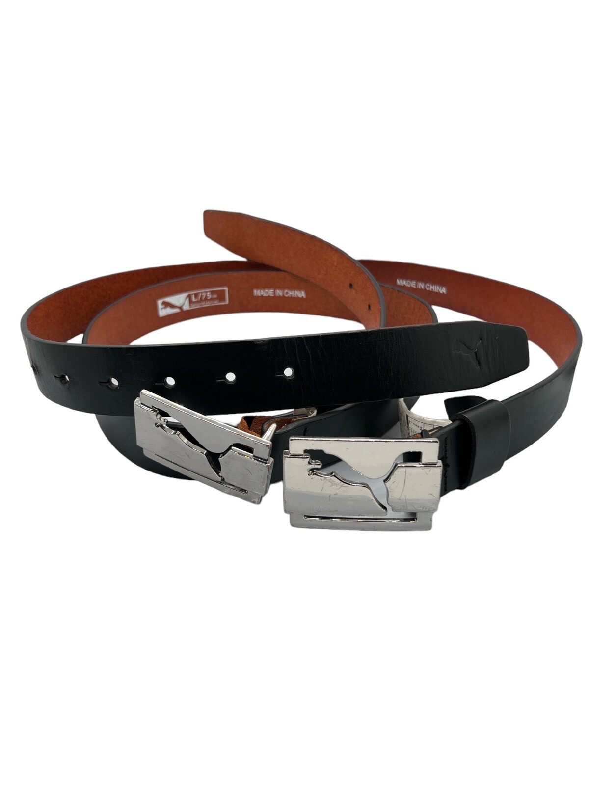 Pair Puma Black Leather Golf Belt Womens Large 75 CM … Gem