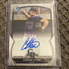 2023 Bowman Chrome #CPA-CSE Connor Staine 1st RC Rookie Auto Colorado Rockies 🟣
