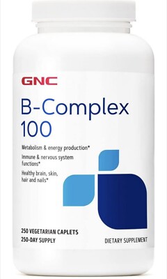 GNC Gluten-Free B-Complex 100 Dietary Supplement - 250 Vegetarian Caplets 