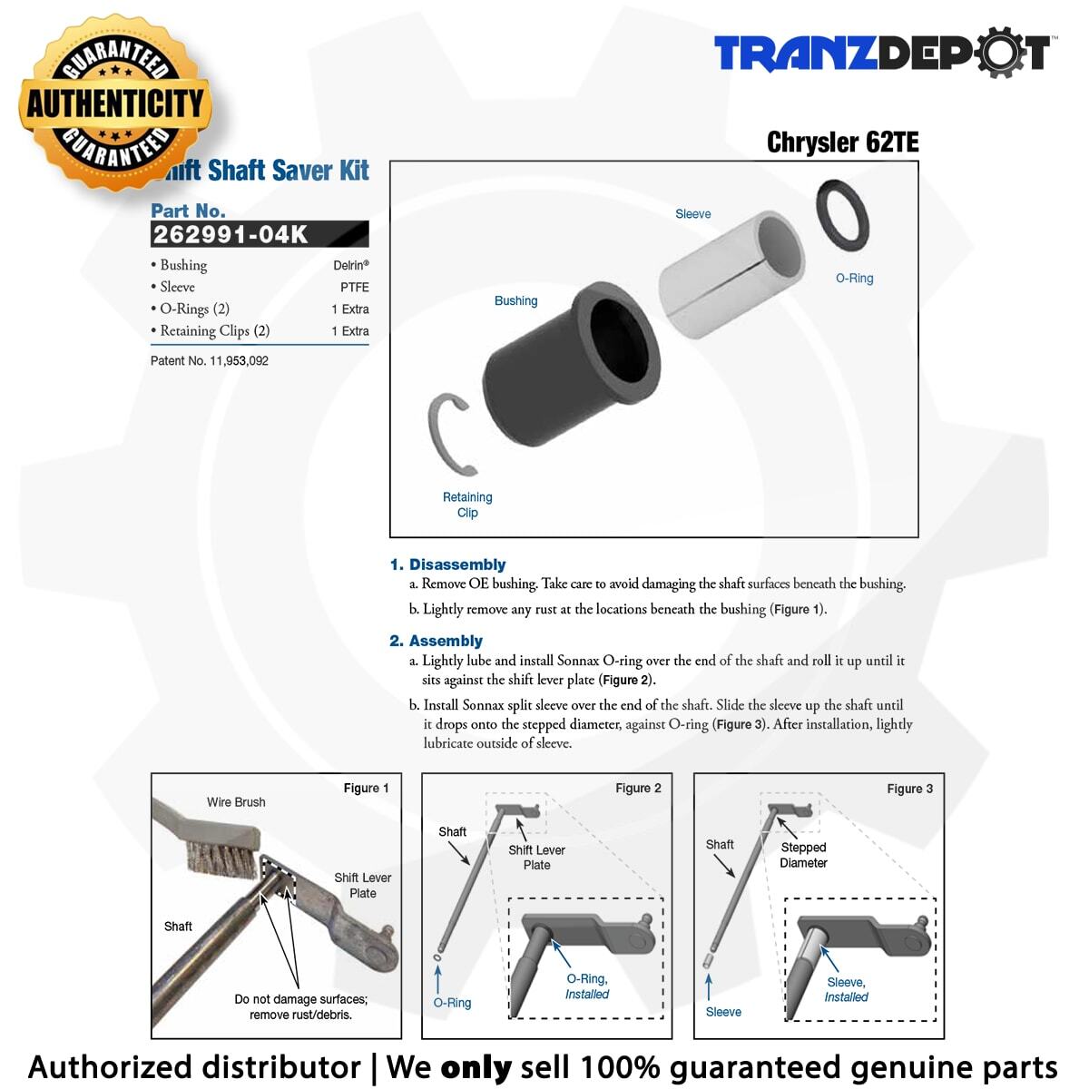 Sonnax 62TE Shift Shaft Saver Kit (#262991-04K) | eBay