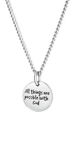 Women's Stainless Steel All Things Are Possible Necklace - Mark 10:27 - Picture 2 of 5