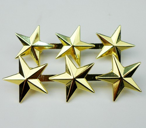 Metal Pair Military Three Star General Rank Bagde Golden Stars Pin insignia - Afbeelding 1 van 4