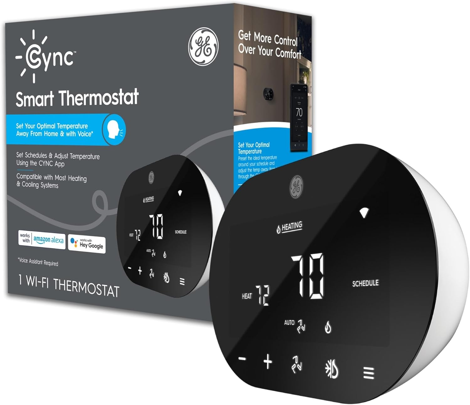 GE Smart Thermostat - Energy Star Certified Wi-Fi Programmable for Smart Homes-image