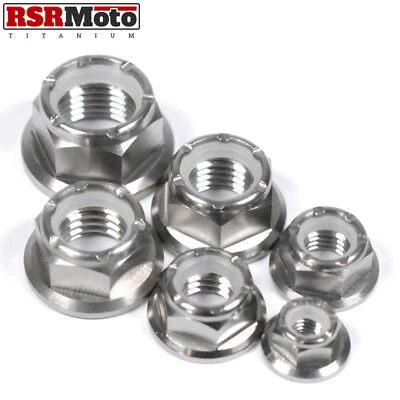 RSR MOTO Titanium Nyloc Self Locking Hex Flange Nuts M5 M6 M7 M8 M10 M12