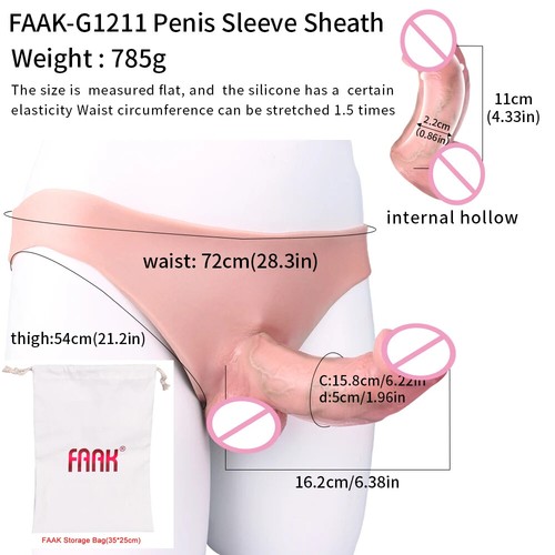 FAAK Silicone Penis Sleeve Pants Briefs Wearable Hollow Sleeve Underwear for Men - Picture 33 of 37