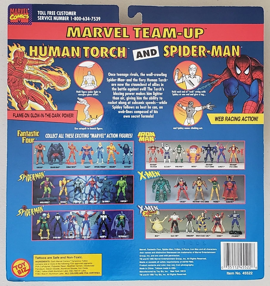 MARVEL TEAM-UP PRESENTS HUMAN TORCH AND SPIDER-MAN TWO PACK WITH MARVEL TATTOOS - Image 4 of 4