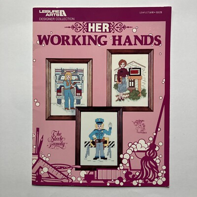 Leisure Arts Designer Collection Leaflet 910 Her Working Hands Cross Stitch 1982