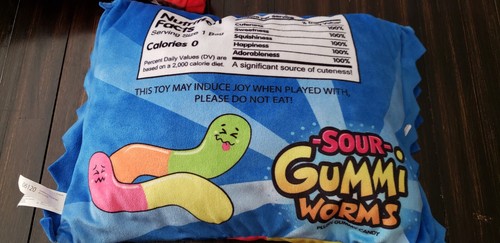 Sour Gummi Gummy Worms Wafer Bars Chocolate Plush Pillow 12" Candy Toy Gift LOT - Picture 6 of 10