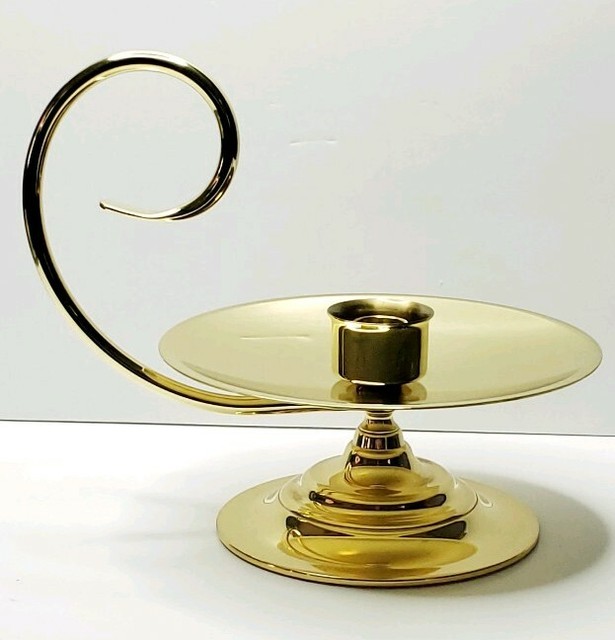 VINTAGE BALDWIN BRASS HURRICANE CHAMBER LARGE CANDLE HOLDER HAND BLOWN