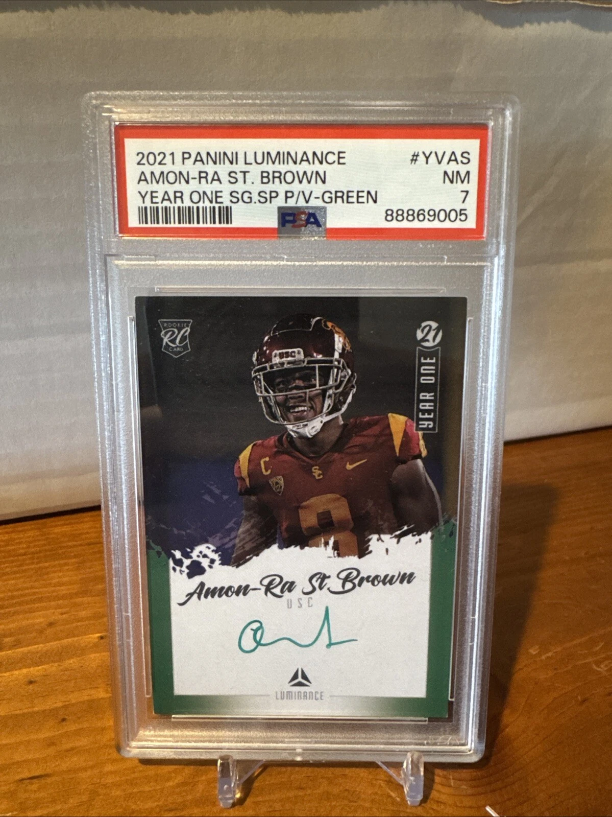 Amon-Ra St. Brown Panini Luminance Year One Signatures SP Photo Variations #YVAS Green