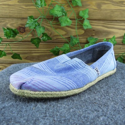 TOMS  Women Flat Shoes Blue Fabric Slip On Size 8.5 Medium