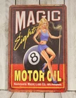 Magic 8 Ball Sexy Pinup Girl Tin Sign Vintage Rustic Style Motor Oil Garage