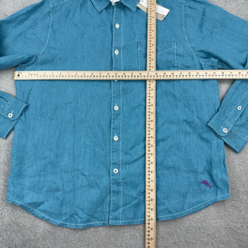 Tommy Bahama Mens XL Blue Sea Glass Breezer Linen Shirt Riviera Azure - Picture 6 of 10