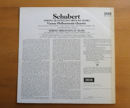 SXL 6173 WB Schubert String Quintet in C Vienna Philharmonic NEAR MINT Decca ED3 - Picture 6 of 6