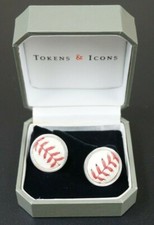 Tokens and Icons New York Giants Game Used Baseball Sterling Silver Cuff Links