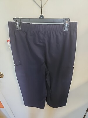 Basic Edition Women's Pull On Twill Stretch Waist Capri Pants In Blue S  Size