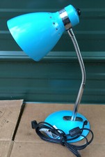 Portable Blue & Chrome Desk Lamp 16''h vintage light flexible adjustable metal