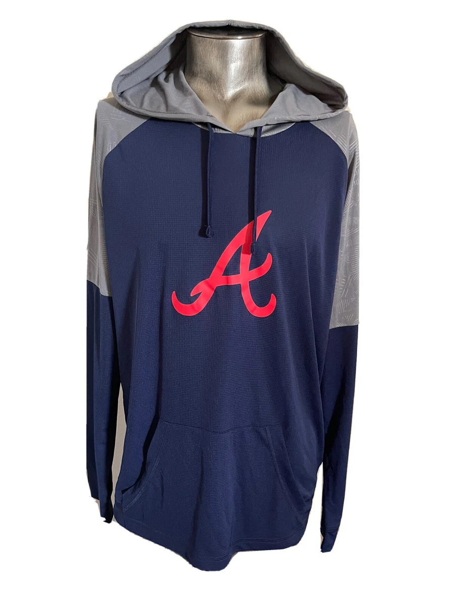 Mlb Atlanta Braves Blue 100% Polyester Long Sleeve Men Pullover Hoodie  Large New