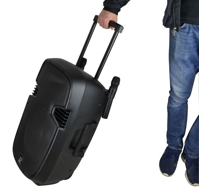 Portable Speaker 15"": Battery, Bluetooth, Wireless Mic - Perform PA