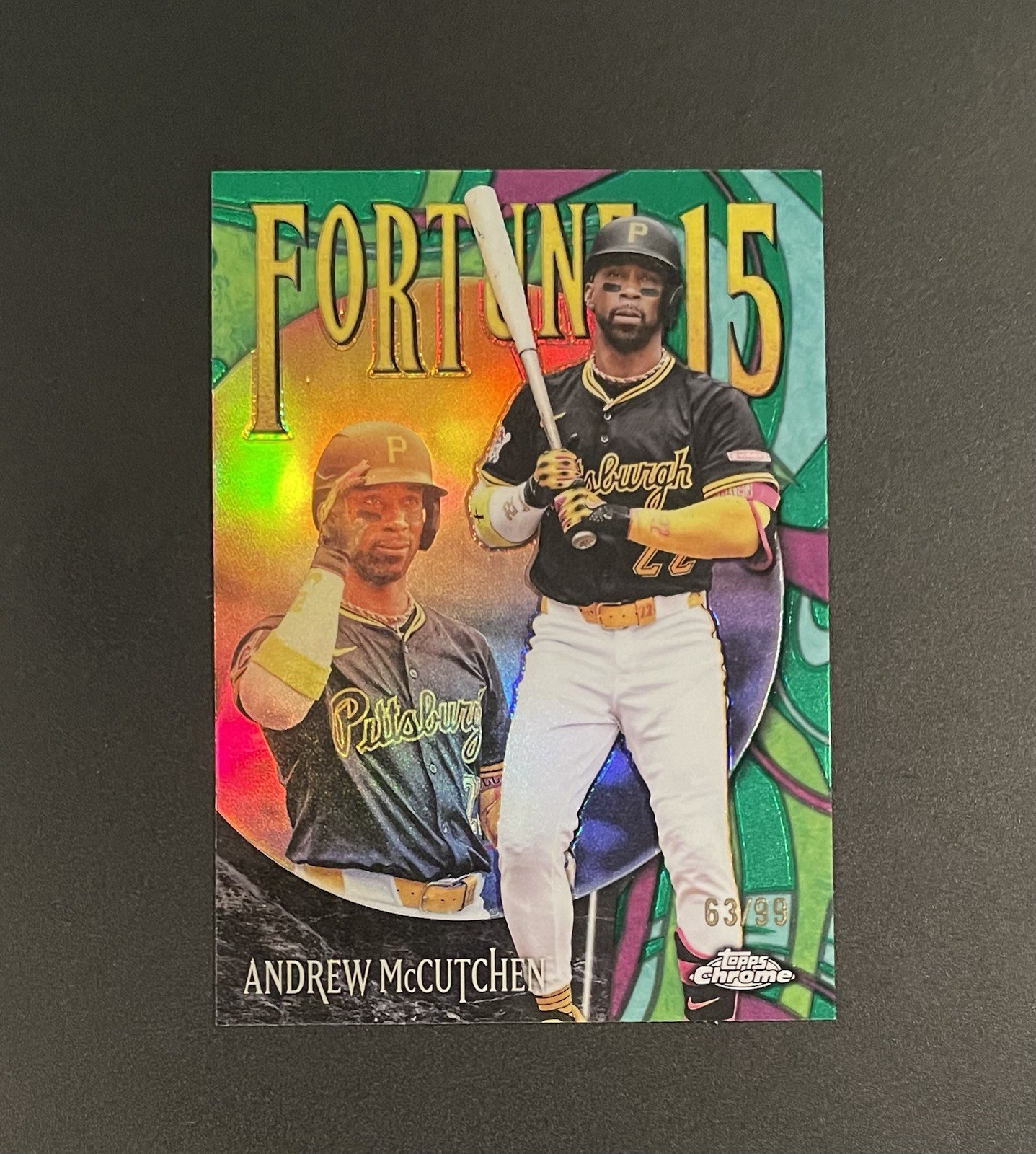 2025 Topps Chrome Andrew McCutchen /99 Fortune 15 Green F15-17