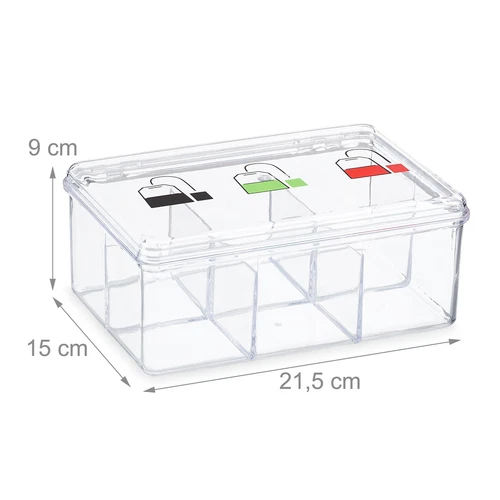 Caja té 6 compartimentos Dispensador bolsas té plástico Organizador infusiones - Imagen 4 de 9