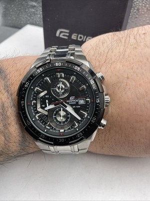 Casio Edifice Chronograph Watch EF-539D-1AV Stain Steel WR 100M 48mm Dial Boxed