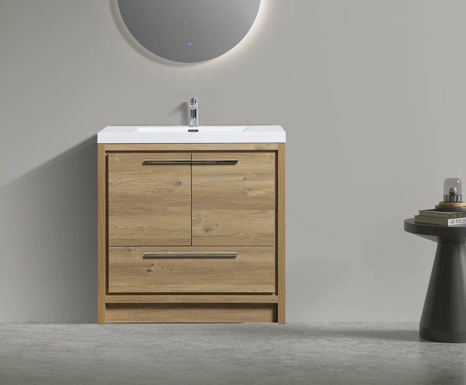 Alma Allier 36 inch Natual Oak Finish Vanity With White Sink - Image 2 of 4